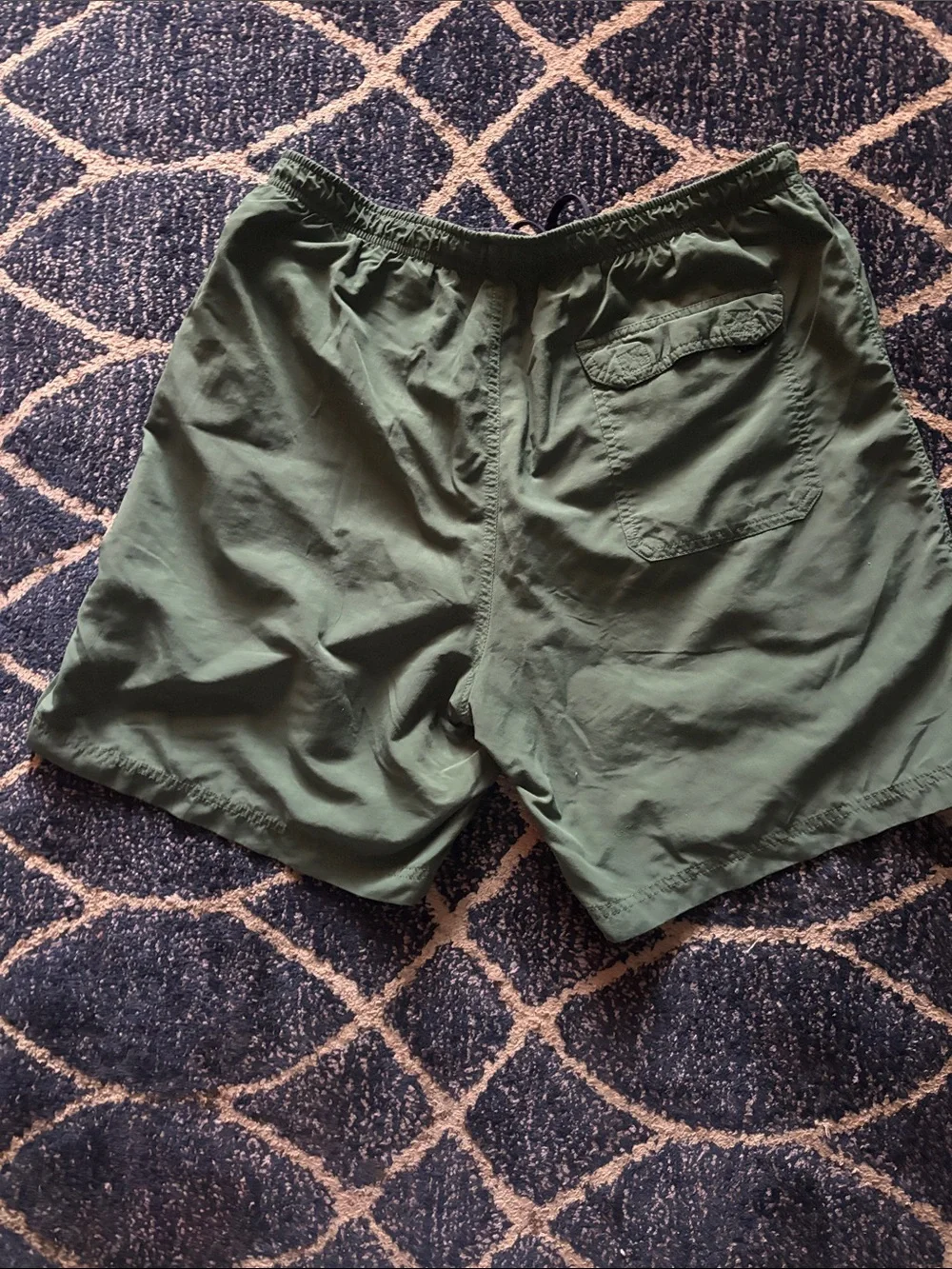 L.L. Bean Men's Olive Swim Trunks with Drawstring